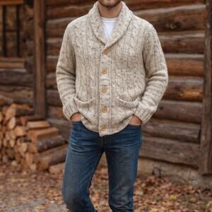 Kennington Shawl Collar Cable Knit Cardigan Sweater Men’s Medium